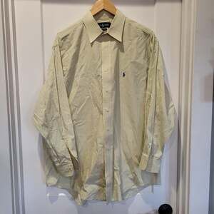 Ralph Lauren Yarmouth Yellow Check Button Down Shirt Size 17 32/33